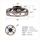 19-Inch 7-Blade Caged Flush Mount Ceiling Fan with Remote Control by HouseOfZazla