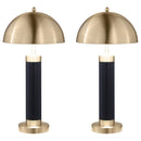 Leoch - Dome Shade Pillar Table Lamp Set With Dome - Black by HouseOfZazla