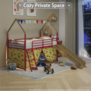Jack - House Loft Bed With Slide And Curtain Set by HouseOfZazla