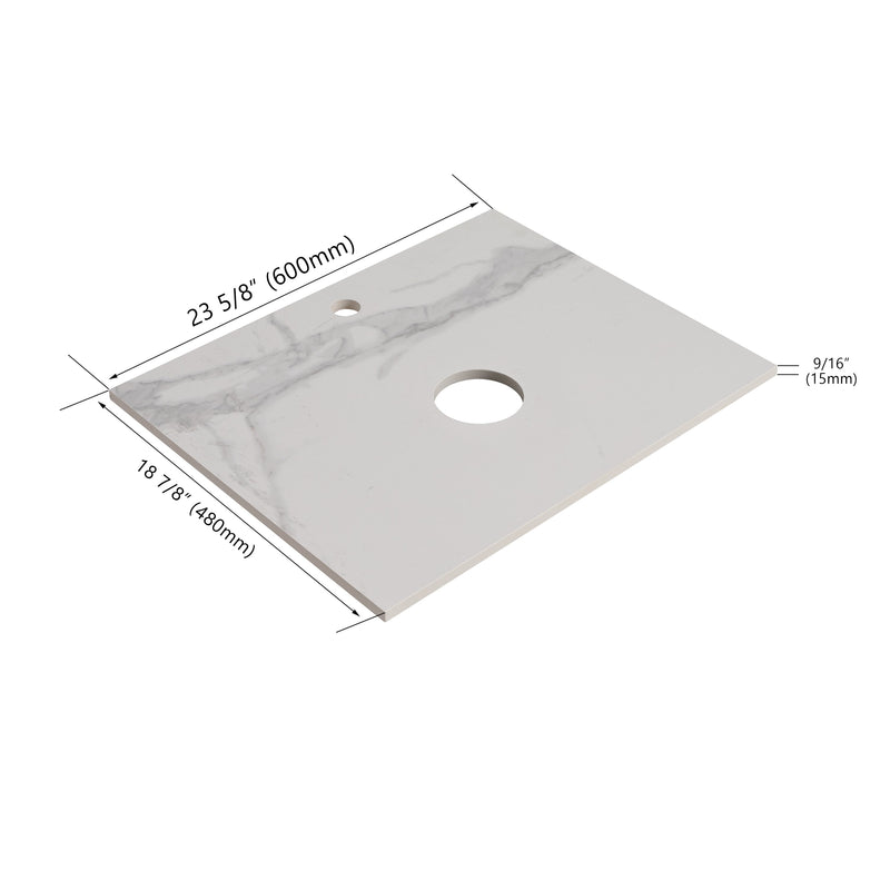 24 " Modern Design Float Bathroom Vanity With Ceramic Basin Set, Wall Mounted White Oak Vanity With Soft Close Door,KD-Packing,KD-Packing,2 Pieces Parcel(TOP