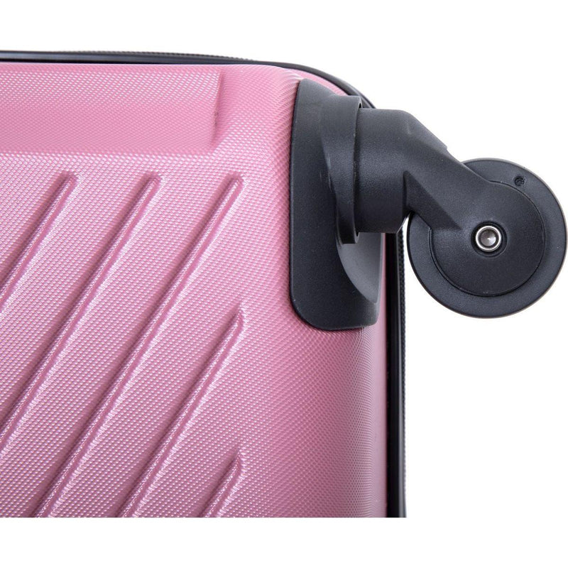 3 Piece Luggage Sets ABS Lightweight Suitcase with Two Hooks, Spinner Wheels, TSA Lock, (20/24/28), Pink