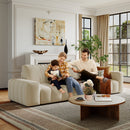 Combination Sofa Three Seats Cat Scratch Material High and Low Armrest Design Bacta Style beige