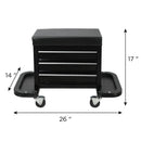 3-Drawer Tool Chest Rolling Mechanic Seat with Tool Trays