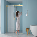 Modern Single Slide Shower Door, Tempered Glass, Stainless Steel Frame by HouseOfZazla