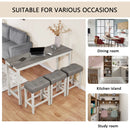 4 Piece Bar Table Set with Power Outlet,Bar Table Set with Chairs,Sofa Bar Table with Stools,Behind Couch Table with 3 Padded Stools,for Living Room,Dining room, White & Grey by Montret