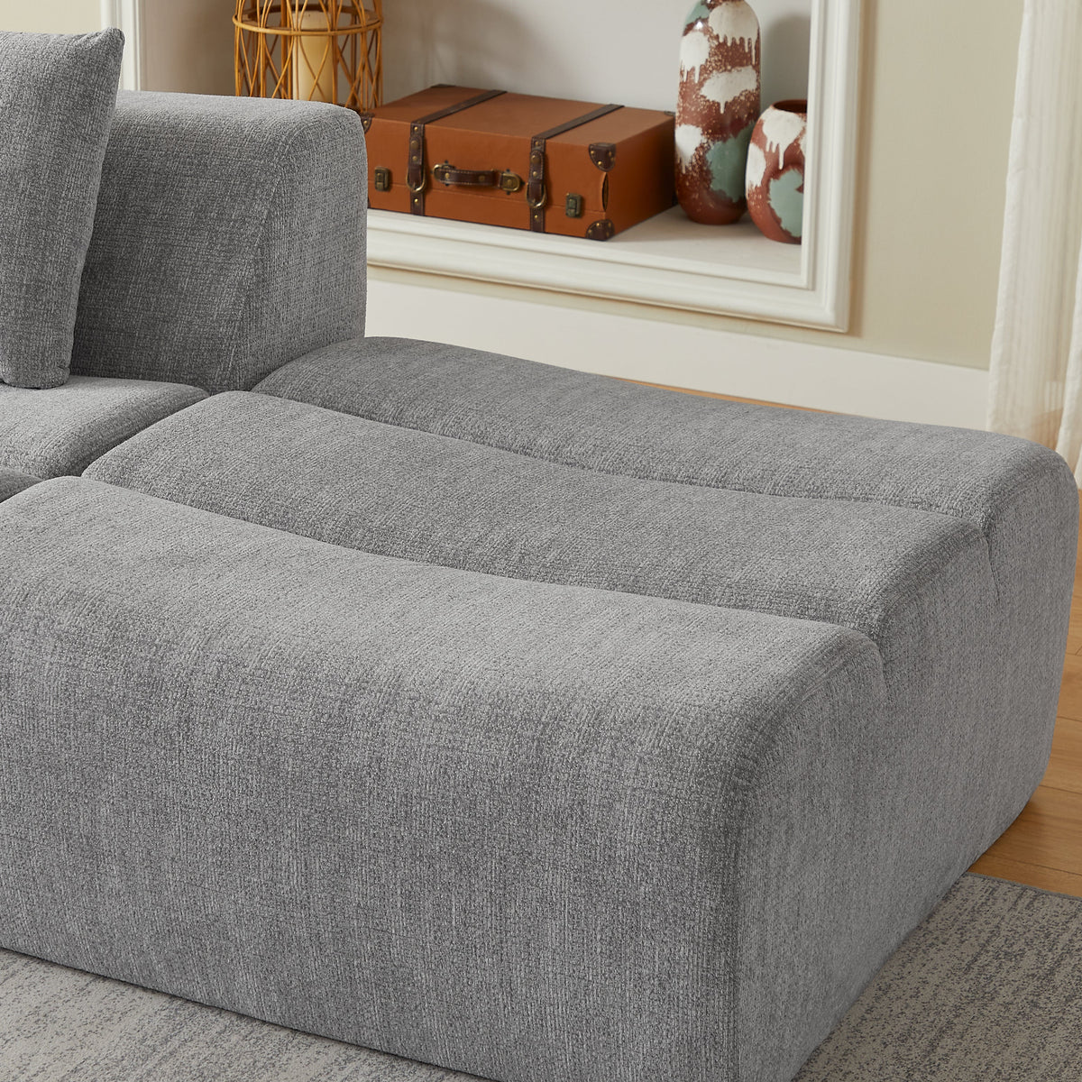 Oversized 3 Seater Compressed Sofa with Chenille Fabric, photo 6 of 7
