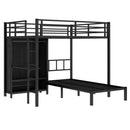 Full XL Over Twin Metal Bunk Bed with Folding Desk and Closet