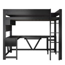 Gaming Loft Bed With Desk, Storage Shelves, LED And Charging Station