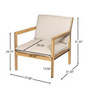 Outdoor Acacia Wood Armchair, Set of 2, Patio Club Chair with Cushions, Light Teak by HouseOfZazla