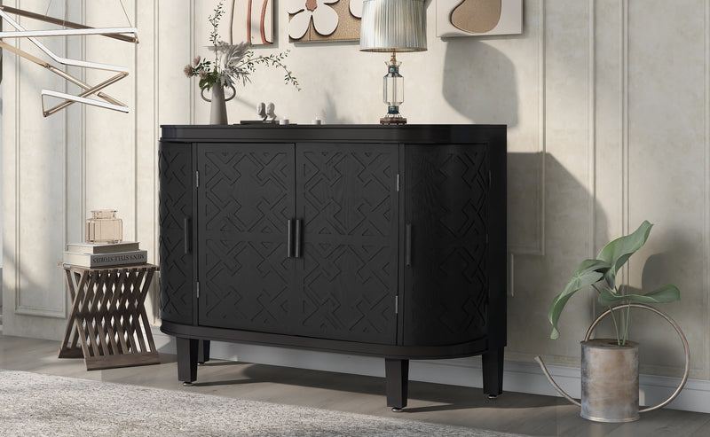Accent Storage Cabinet Sideboard Wooden Cabinet with Antique Pattern Doors for Hallway, Entryway, Living Room, Bedroom