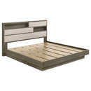 Eastern King Bed Bookcase Headboard With Hidden Storage - Oak by HouseOfZazla
