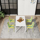 4 Piece Set Of Modern Striped Color- Blocking Single Chairs With Long Table by HouseOfZazla