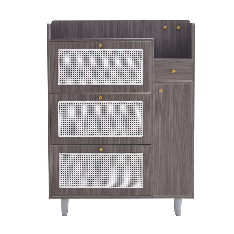 Walker Edison | Rattan Modern Minimalist Entryway Storage Cabinet