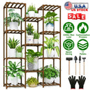 Multi-tier Wooden Plant Stand 11 Potted Flower Display Shelf Rack Vase Holder for Patio Balcony Garden