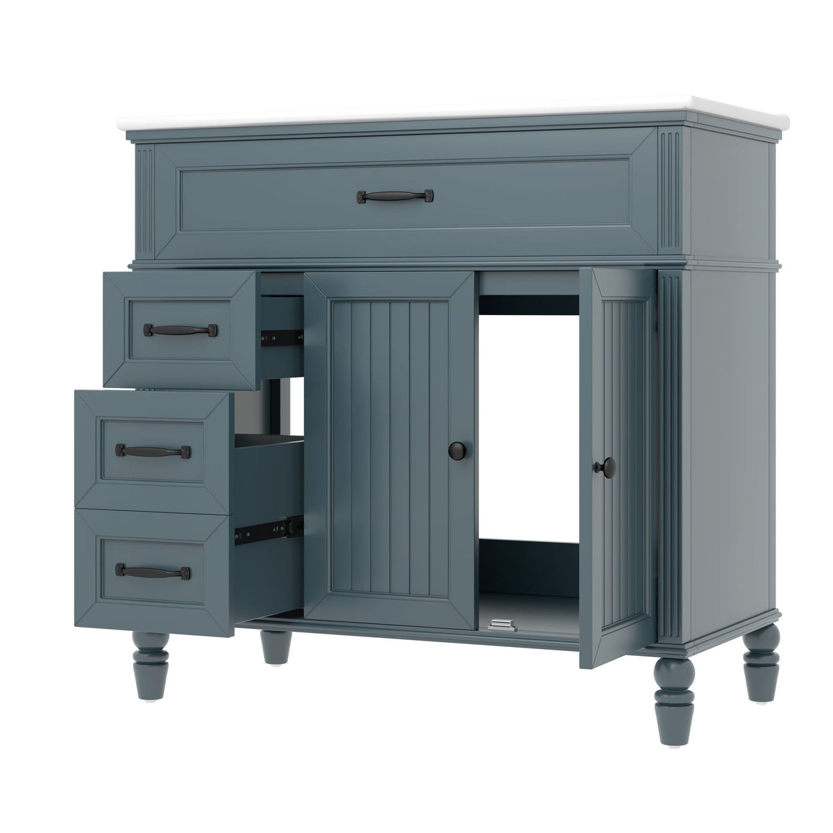Bathroom Vanity With Sink, 2 Doors 2 Drawers, Freestanding Design, photo 38 of 40