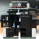 K&K Outdoor Kitchen Island with Rolling Bar Cart and Storage Cabinet