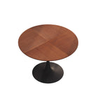 42" Modern Round Dining Table with Printed OAK Color Grain Table Top, Metal Base Dining Table, End Table Leisure Coffee Table