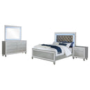 Arabesque - 4 Piece Queen Bedroom Set With LED Headboard - Silver by HouseOfZazla