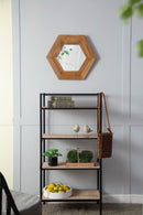 Hexagon Mirror With Natural Wood Frame, Wall Decor For Living Room Bathroom Hallway by HouseOfZazla