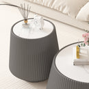 Light Sintered Stone Top Cup Shape Leather Coffee Table