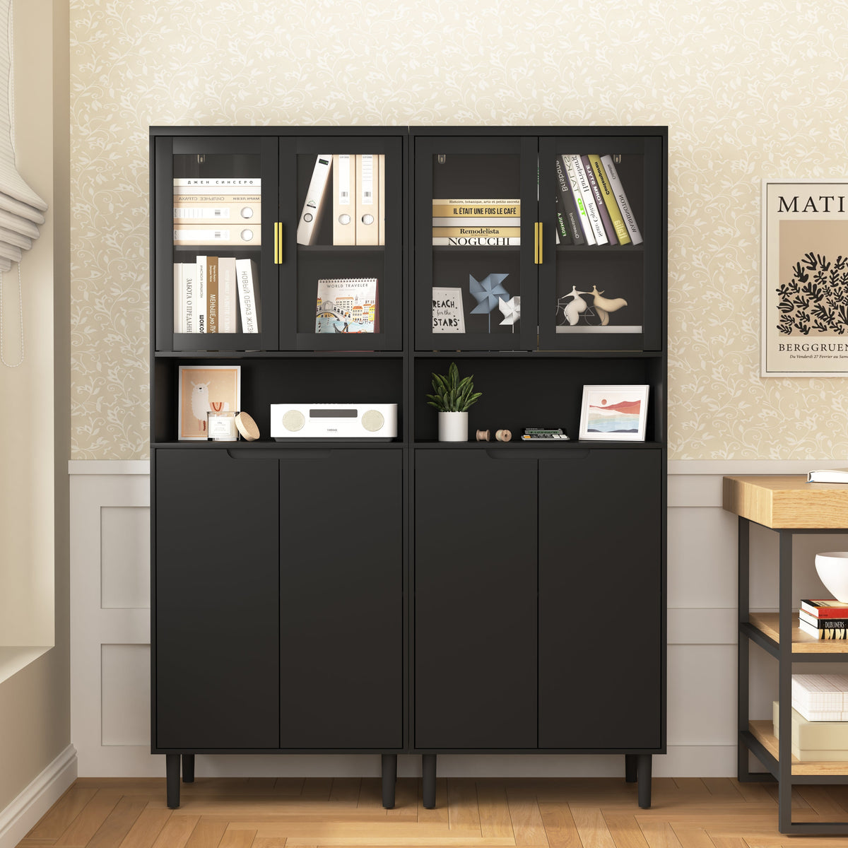 Tempered Glass Door Tall Storage Bookcase, photo 5 of 10