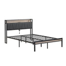 Modern Bed Frame With LED Lights, Upholstered Headboard, USB Charging by Unique Piece Furniture