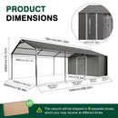12x25 FT Galvanized Steel Carport with Shelter and Shed
