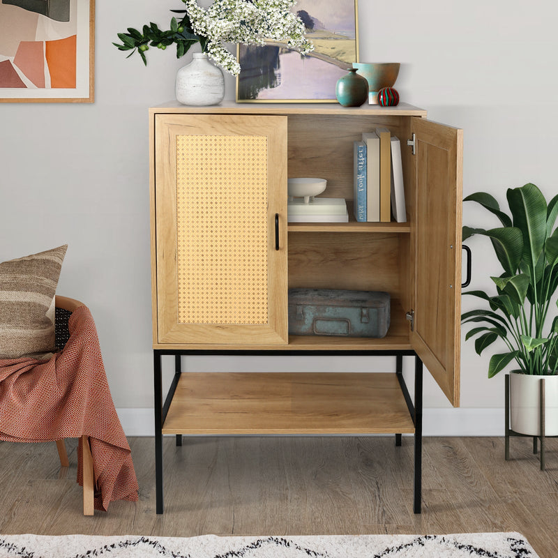 Walker Edison | Rattan Doors Storage Cabinet