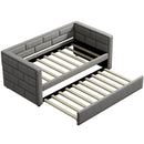 Upholstered Twin Size Daybed With Trundle, Padded Back And Sides - Gray