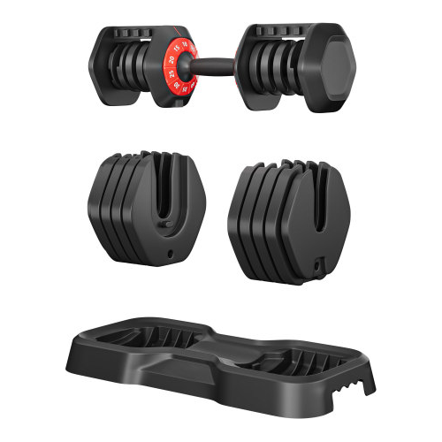 Adjustable Dumbbell Set, 10 in 1 Free Dumbbell for Men and Women, Black Dumbbell for Home Gym, Full Body Workout Fitness, Fast Adjust by Turning Handle (10 Gears/55 LB)