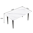 63" Modern Artificial Stone White Straight Edge Black Metal Leg Dining Table, 6 People - White / Black by HouseOfZazla