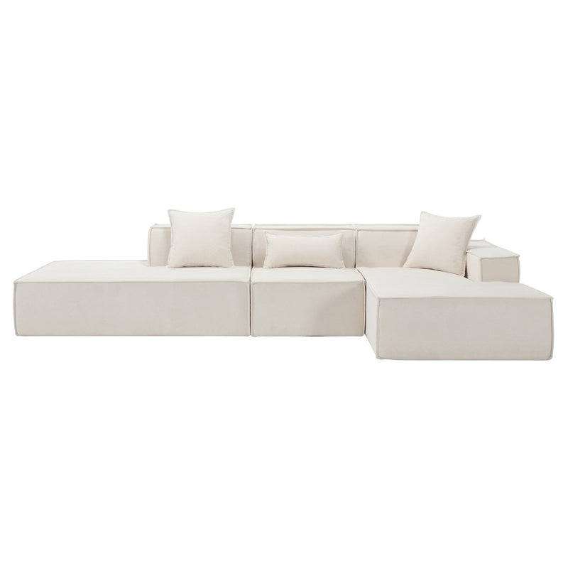 Walker Edison | Minimalist Terry Modular Couch with Right L-shaped Sectional