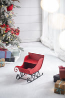 Iron Sleigh Large, Distressed Christmas Santa Sleigh Holiday Decoration