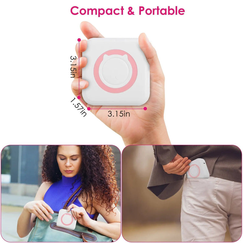 Pocket Wireless Thermal Printer Portable Mini Sticker Maker Machine Rechargeable Inkless Photo PrinterÊfor Printing Label Journal Study Notes Memo Pho, photo 2 of 11
