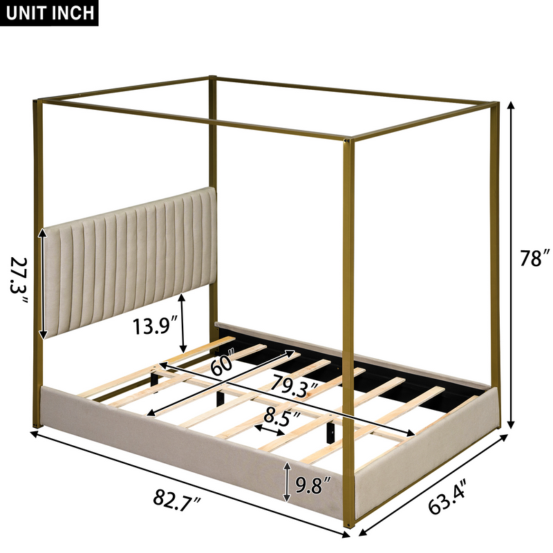 Walker Edison | Queen Size Upholstery Canopy Platform Bed