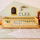 Montessori Floor Bed with Safety Guardrails - Pine Wood