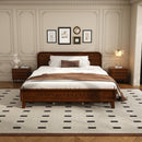 Pine Solid Wood Queen Size Bed, Dark Walnut by HouseOfZazla