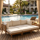TOPMAX Outdoor Large Daybed Acacia Wood 6-Piece Patio Sofa Set