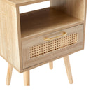15.75" Rattan End Table With Drawer And Solid Wood Legs, Modern Nightstand, Side Table For Living Room, Bedroom by HouseOfZazla