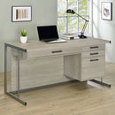 Brisley - Office Desk With Adjustable Keyboard Tray And 3 Drawer Storage - Beige / Gray by HouseOfZazla