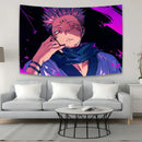Aesthetic purple & black jujutsu kaisen anime tapestry bedroom wall art by Decorbites
