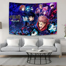 Aesthetic purple & black jujutsu kaisen anime tapestry bedroom wall art by Decorbites