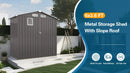 6X3.5FT Compact Metal Outdoor Storage Shed with Peaked Roof and Lockable Door, Gray, by Montret