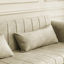 3 in 1 Pull-Out Bed Sleeper, Modern Upholstered 3 Seats Lounge Sofa & Couches with Rolled Arms Decorated with Copper Nails, Convertible Futon 3 Seats Sofabed with Two Drawers and Two Pillows