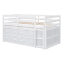 Loft Bed With Retractable Writing Desk And 4 Drawers, With Lateral Portable Desk And Shelves by HouseOfZazla