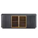 Modern 64" Wavy TV Cabinet With LED Lights - Black by HouseOfZazla