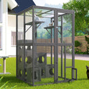 Outdoor Cat House With Shelves And Weather Protection, Removable Wood Boxes - Gray by HouseOfZazla