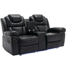 3 Pieces Recliner Sofa Sets Home Theater Seating Manual Recliner Chair With Center Console And LED Light Strip For Living Room by HouseOfZazla