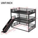 Full Over Full Over Full Bunk Bed with Slide