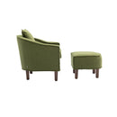 Accent Chair with Ottoman, Mid Century Modern Barrel Chair Upholstered Club Tub Round Arms Chair for Living Room